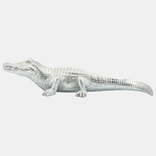 Load image into Gallery viewer, POLYRESIN 16&quot; CROCODILE FIGURINE, SILVER

