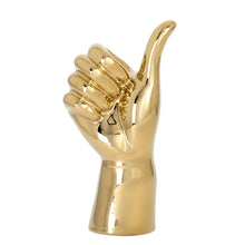 Load image into Gallery viewer, GESTURE HAND 10h&quot; GOLD CERAMIC DECOR SCULPTURE - THUMBS UP
