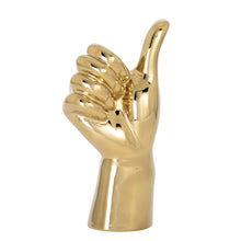 Load image into Gallery viewer, GESTURE HAND 10h&quot; GOLD CERAMIC DECOR SCULPTURE - THUMBS UP
