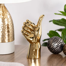 Load image into Gallery viewer, GESTURE HAND 10h&quot; GOLD CERAMIC DECOR SCULPTURE - THUMBS UP
