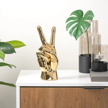 Load image into Gallery viewer, GESTURE HAND 10h&quot; GOLD CERAMIC DECOR SCULPTURE - PEACE
