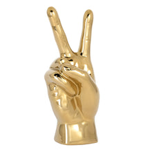 Load image into Gallery viewer, GESTURE HAND 10h&quot; GOLD CERAMIC DECOR SCULPTURE - PEACE
