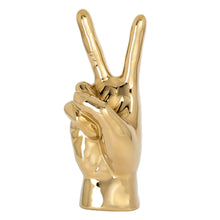 Load image into Gallery viewer, GESTURE HAND 10h&quot; GOLD CERAMIC DECOR SCULPTURE - PEACE
