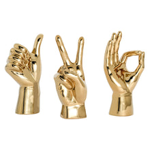 Load image into Gallery viewer, GESTURE HAND 10h&quot; GOLD CERAMIC DECOR SCULPTURE - PEACE

