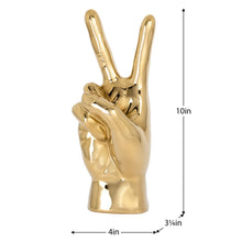 Load image into Gallery viewer, GESTURE HAND 10h&quot; GOLD CERAMIC DECOR SCULPTURE - PEACE
