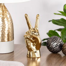 Load image into Gallery viewer, GESTURE HAND 10h&quot; GOLD CERAMIC DECOR SCULPTURE - PEACE
