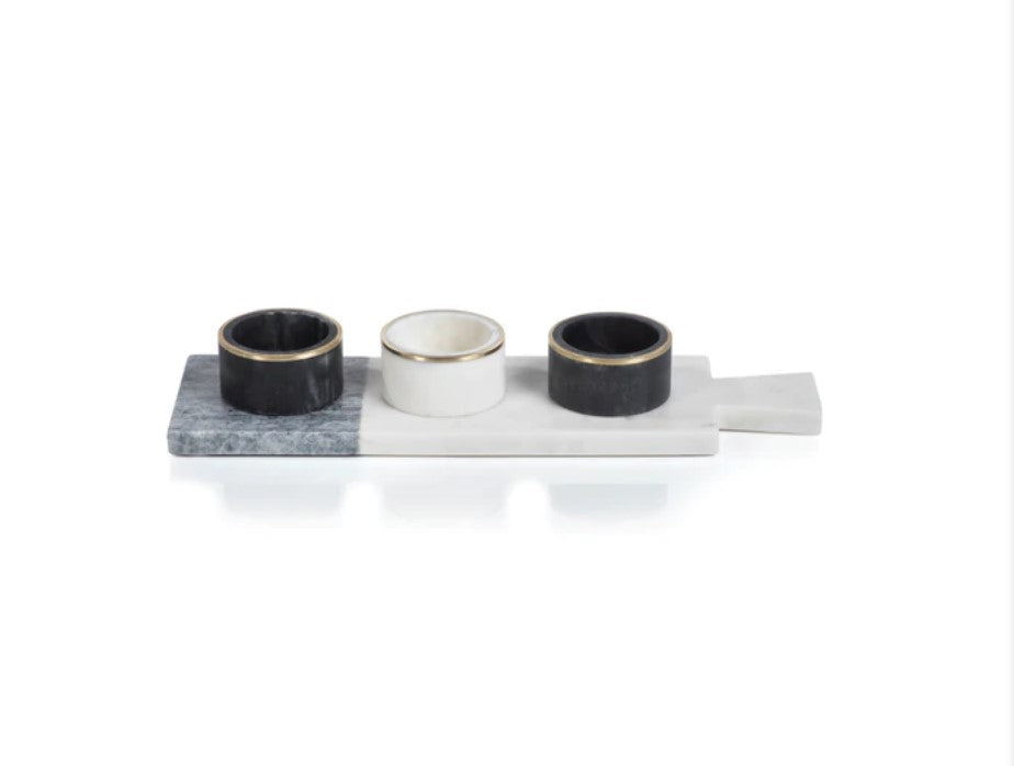 MAKRANA TWO - TONE CONDIMENT SET